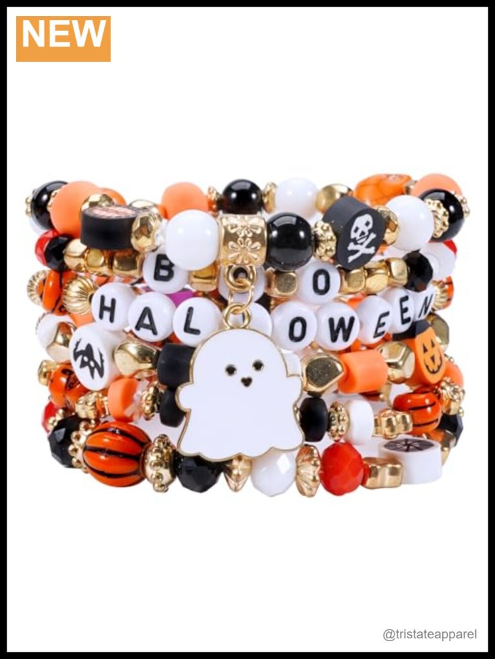 Patriotic Stretch Beaded Heishi Bracelet Stackable USA Flag